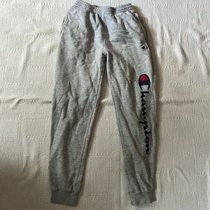 grey champion sweatpants, size girls large